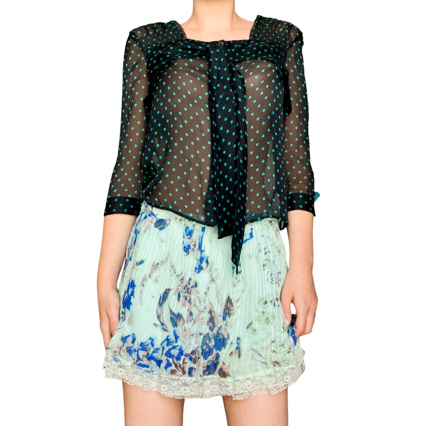 Spanish VTG pleated silk mini skirt