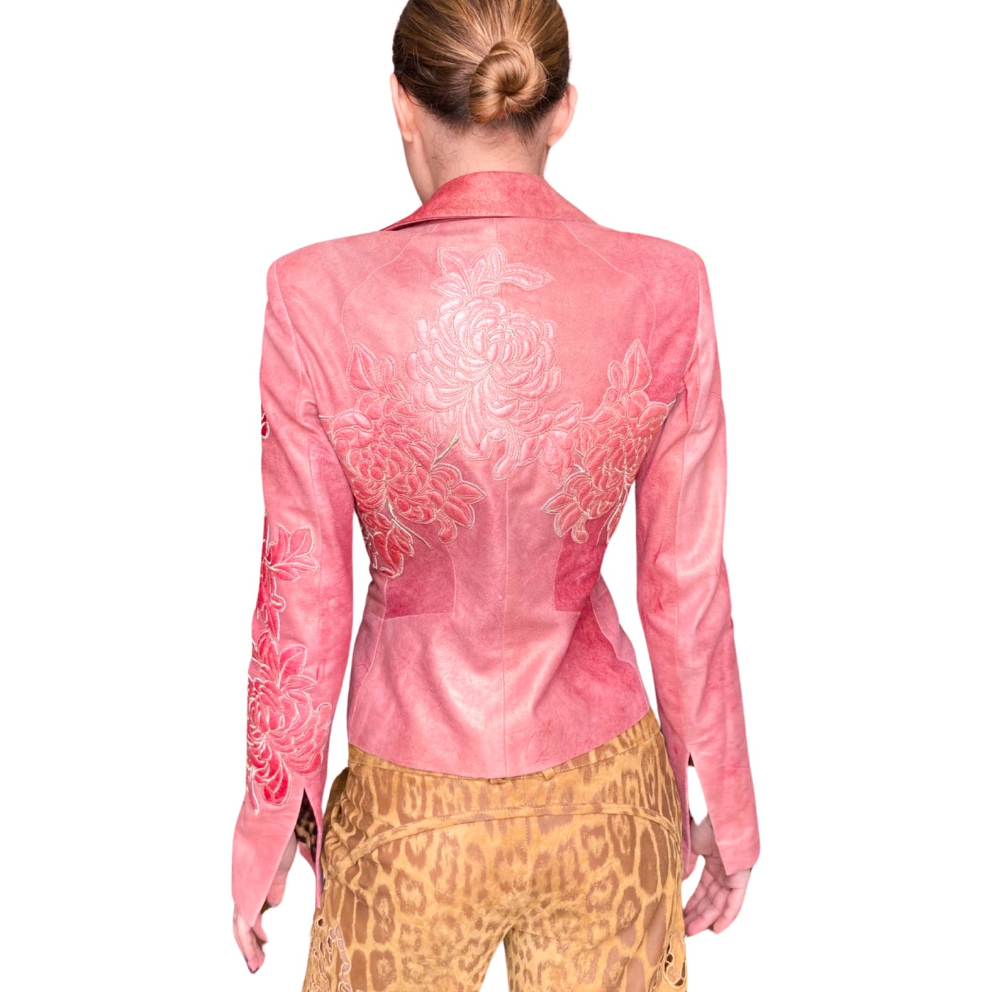 Roberto Cavalli F/W 2002 embroidered corset leather jacket