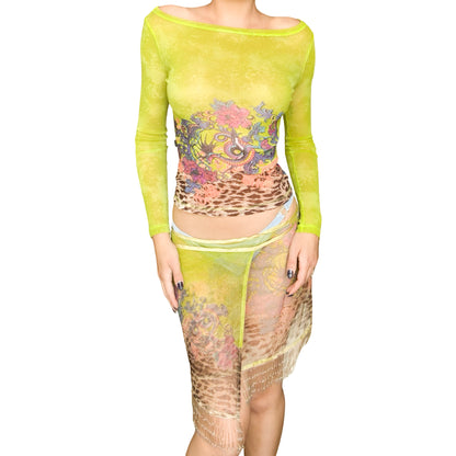 Roberto Cavalli S/S 2000 Iconic set with beaded sarong - documented