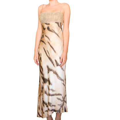 Roberto Cavalli 1998 archival OG tiger print silk gown - runway