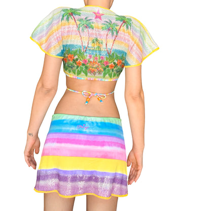Italian Luxury Designer Y2K Tropical Sequined 3pcs Set (dead stock)