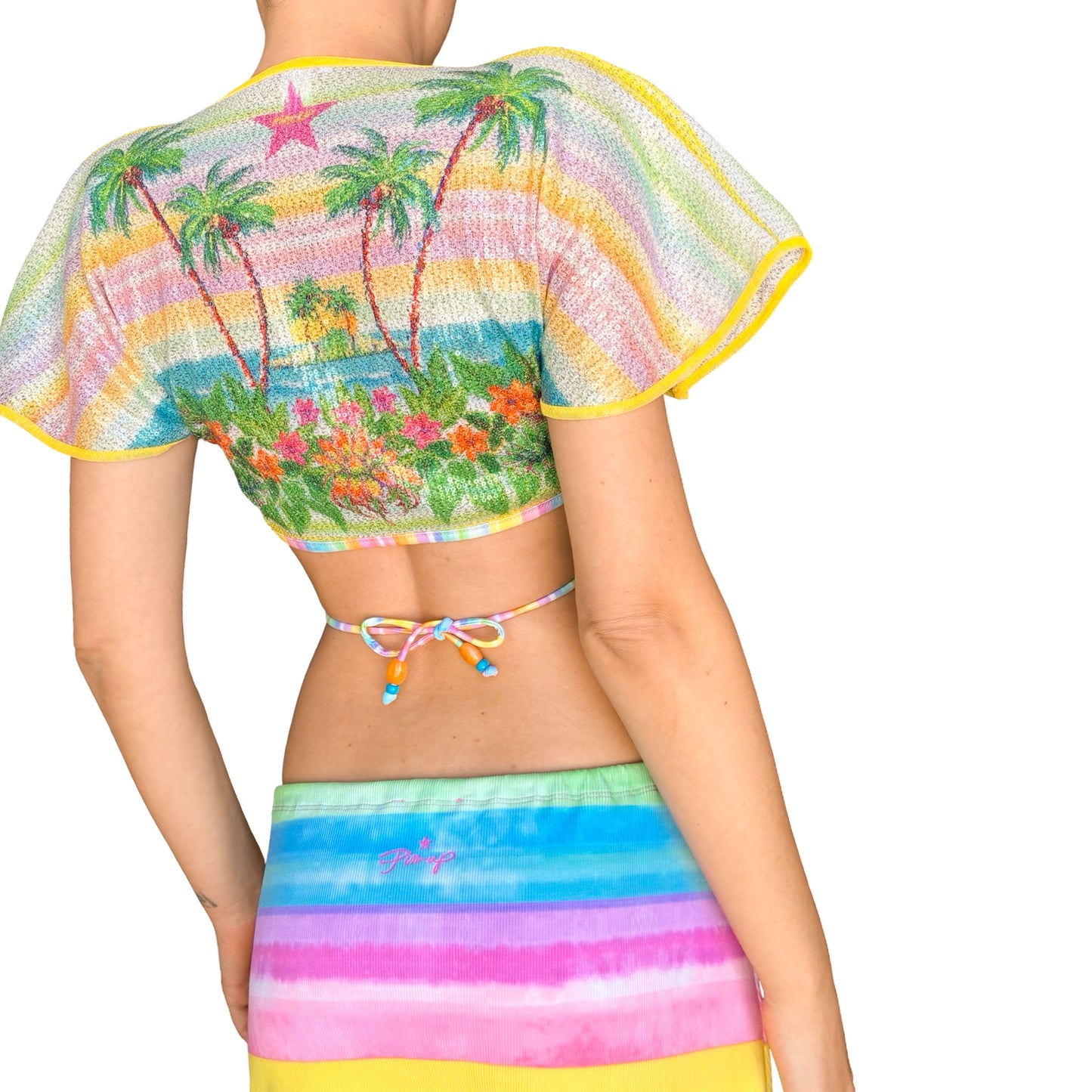 Italian Luxury Designer Y2K Tropical Sequined 3pcs Set (dead stock)