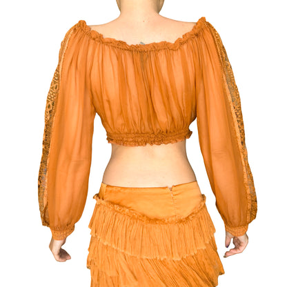 Alberta Ferretti 2016 Amber Boho Crop Blouse - Documented
