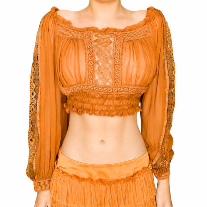 Alberta Ferretti 2016 Amber Boho Crop Blouse - Documented