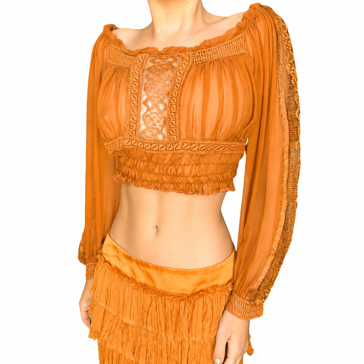 Alberta Ferretti 2016 Amber Boho Crop Blouse - Documented