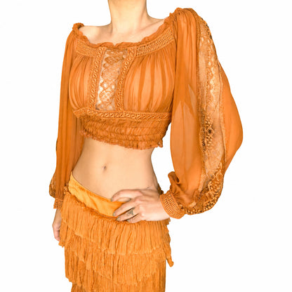 Alberta Ferretti 2016 Amber Boho Crop Blouse - Documented