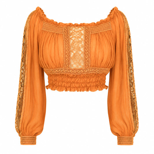 Alberta Ferretti 2016 Amber Boho Crop Blouse - Documented