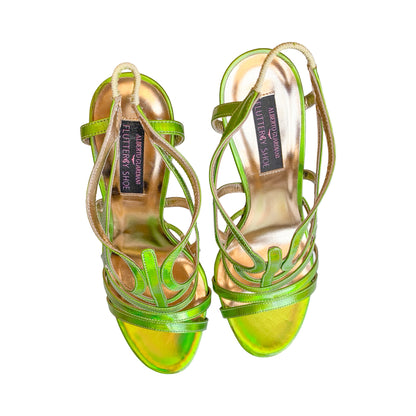Alberto Guardiani 2013 Butterfly Heel Sandals (Neon Green)