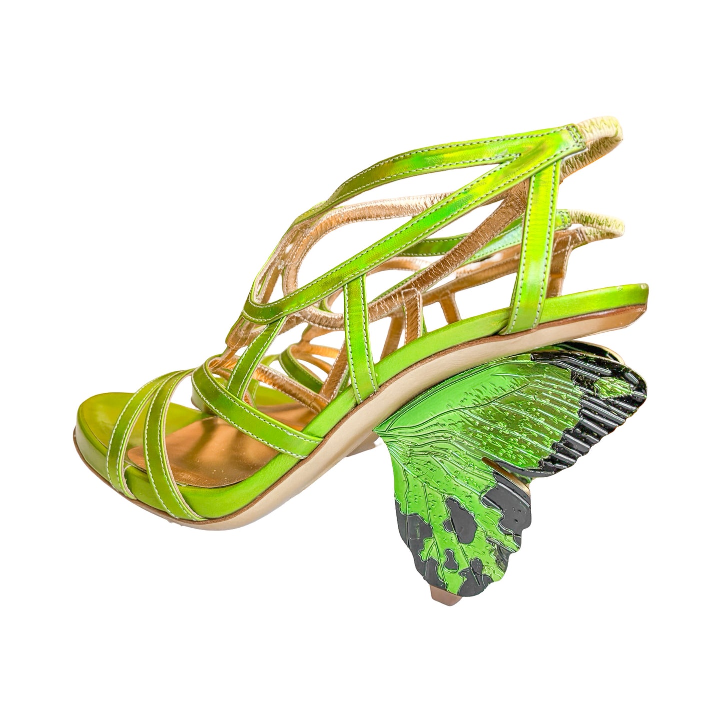 Alberto Guardiani 2013 Butterfly Heel Sandals (Neon Green)