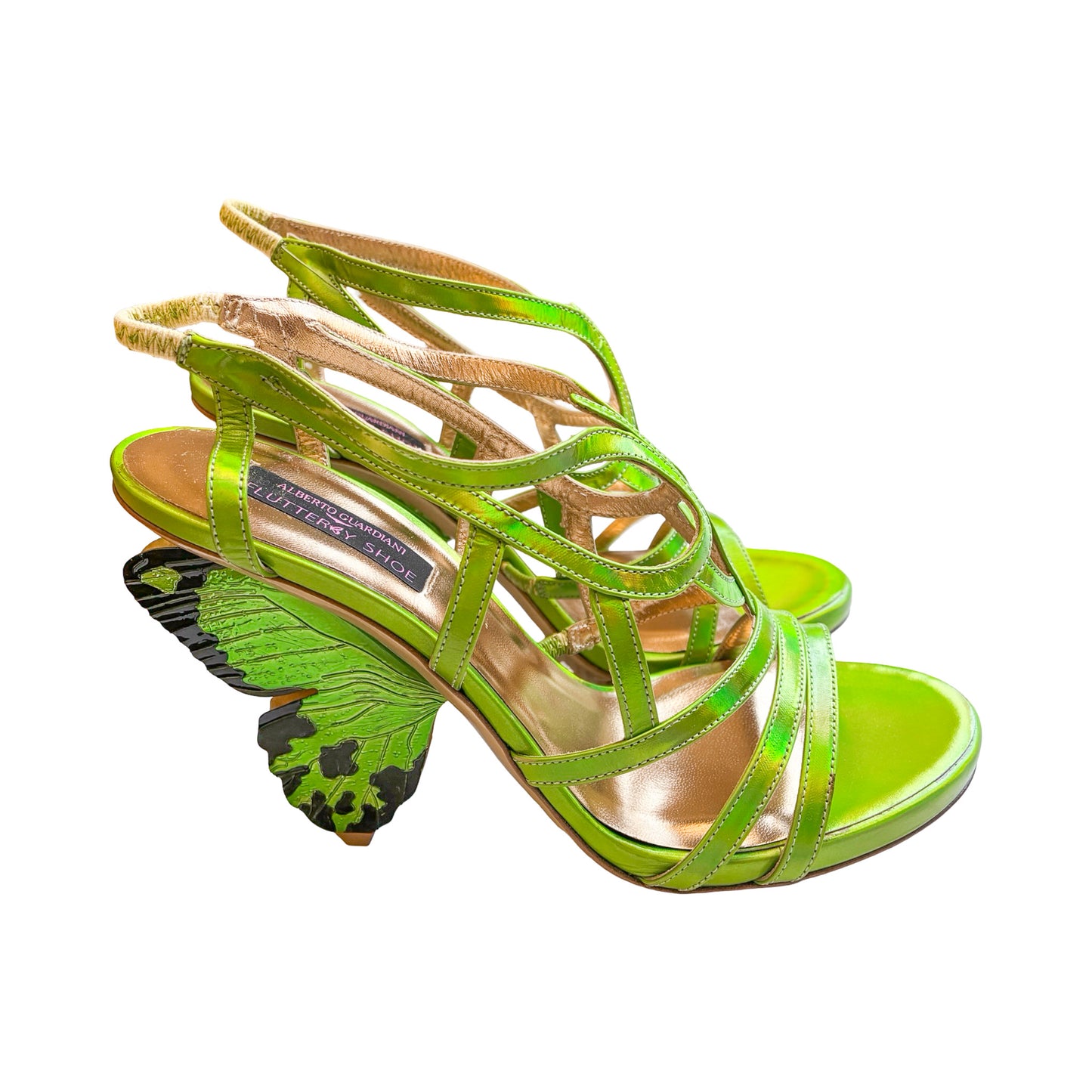 Alberto Guardiani 2013 Butterfly Heel Sandals (Neon Green)