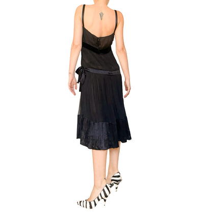 Alessandro Dell’Acqua 2003 Black Pleated Silk Dress