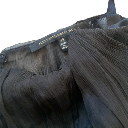 Alessandro Dell’Acqua 2003 Black Pleated Silk Dress