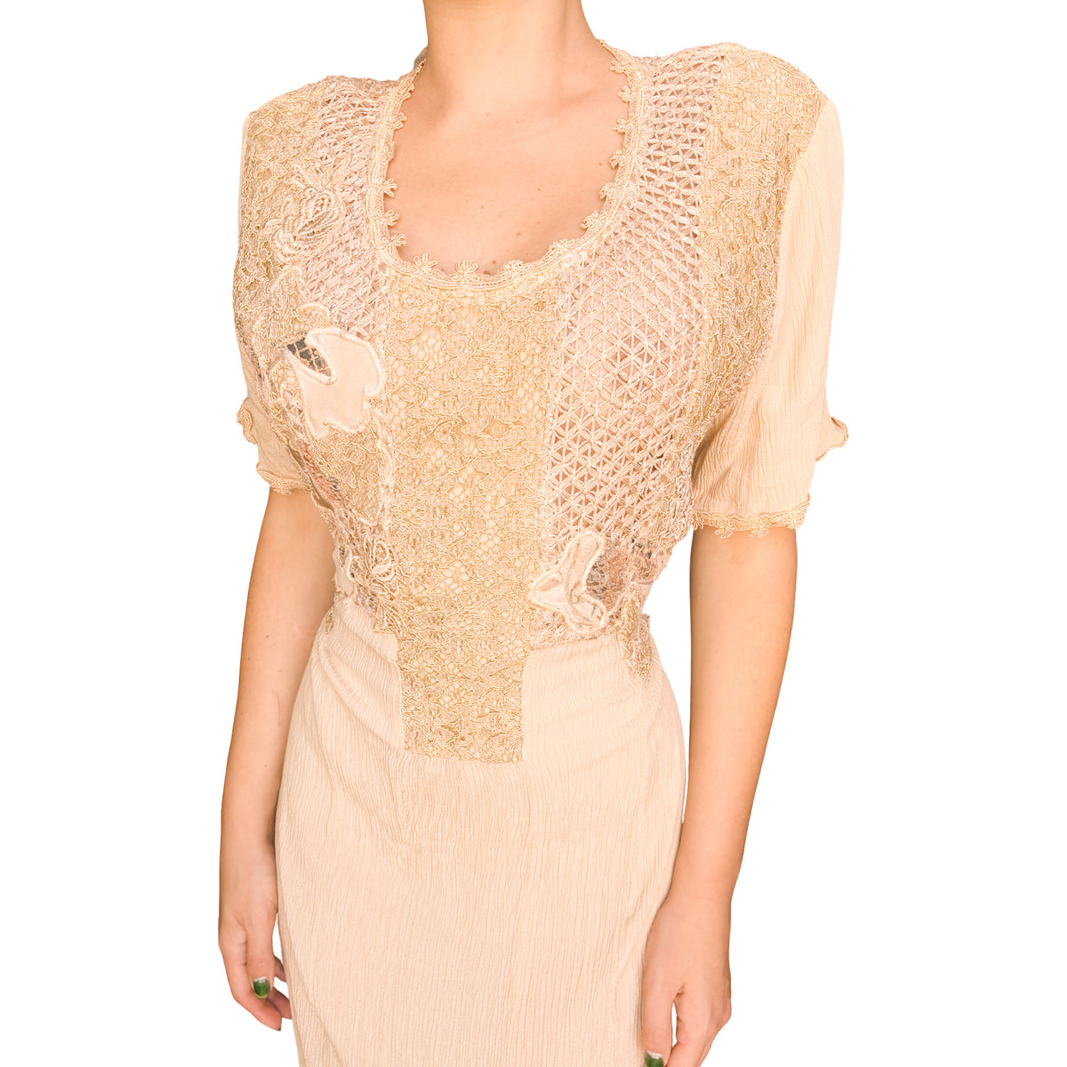 Italian 1960s Butterfly Embroidered Cotton Gauze Midi Dress