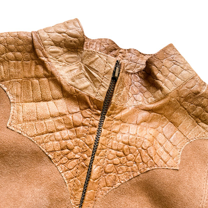Italian Golden Armor Suede & Crocodilian Leather Jacket