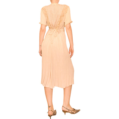 Italian 1960s Butterfly Embroidered Cotton Gauze Midi Dress