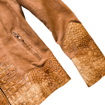 Italian Golden Armor Suede & Crocodilian Leather Jacket