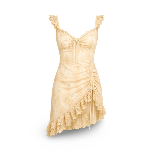 Moschino  2002 Butter Eyelet Ruched Dress - Documented