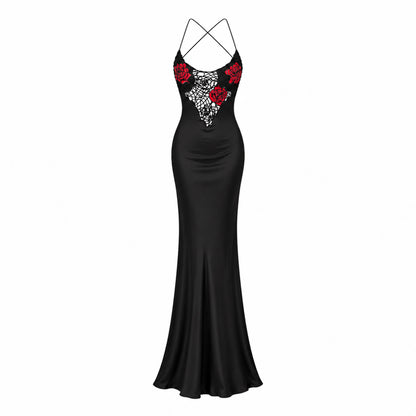 Blumarine 1999 Roses in the Web Silk Dress