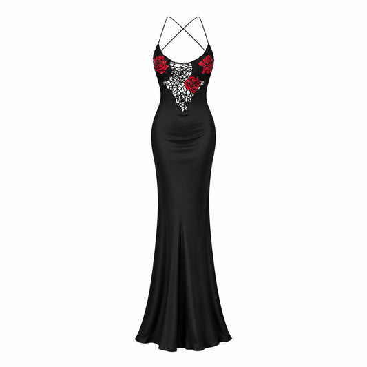 Blumarine 1999 Roses in the Web Silk Dress