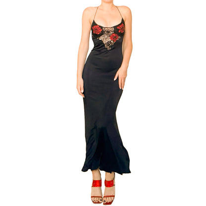 Blumarine 1999 Roses in the Web Silk Dress
