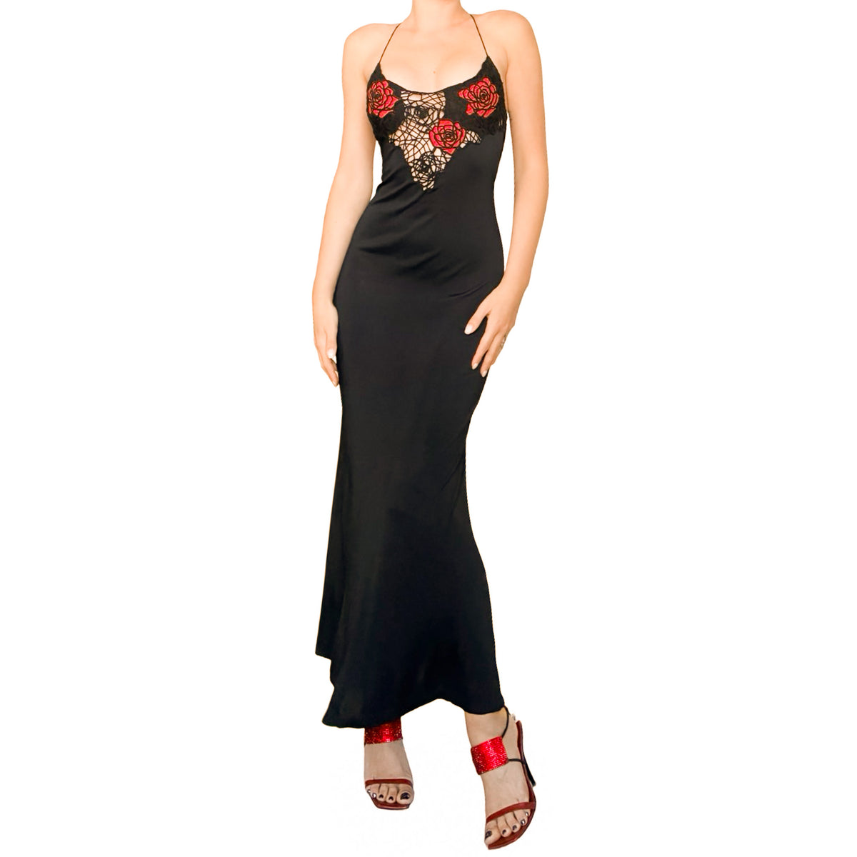 Blumarine 1999 Roses in the Web Silk Dress