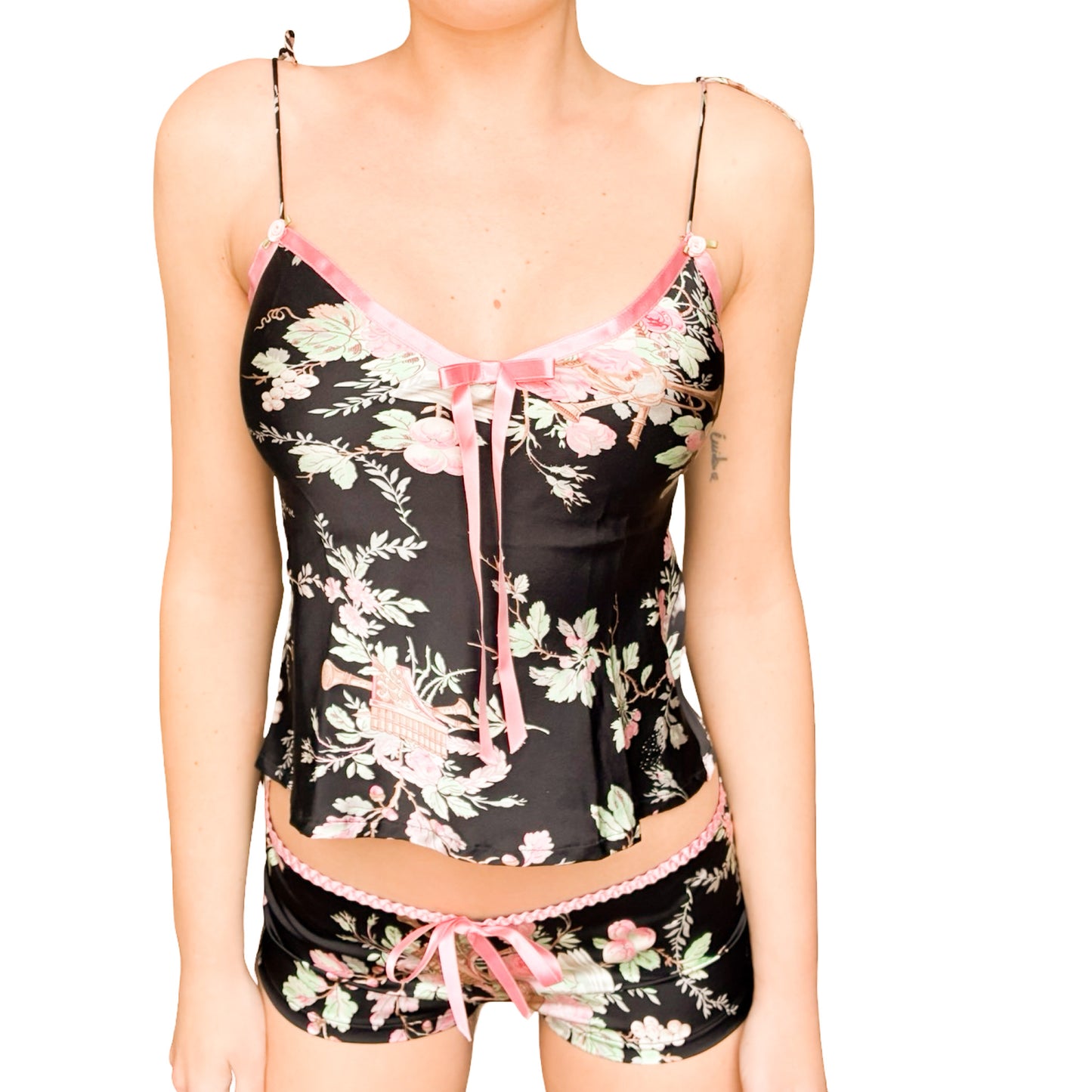 Blumarine 2000s Cherry Blossom Silk Set