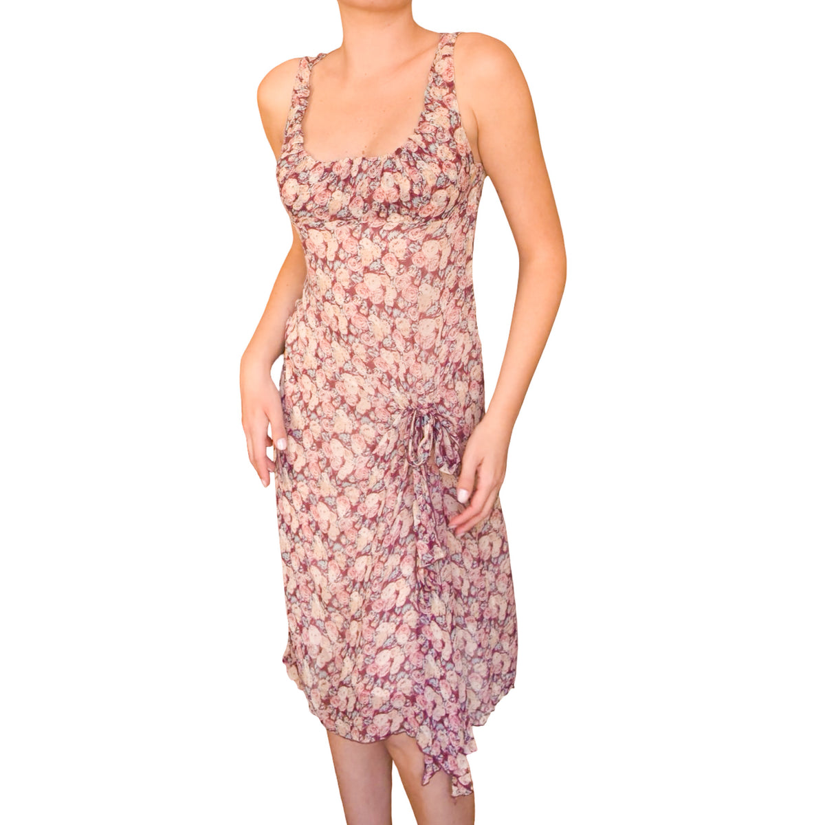 Blumarine 2000's silk roses cottage dress