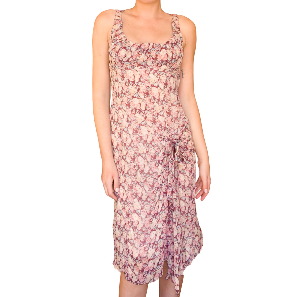 Blumarine 2000's silk roses cottage dress