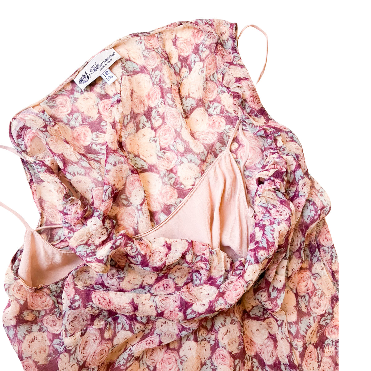 Blumarine 2000's silk roses cottage dress