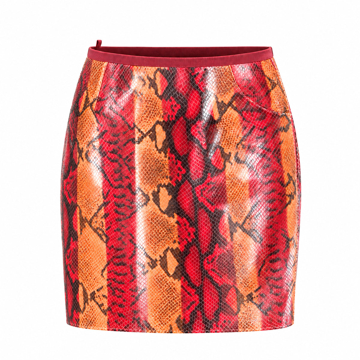 Laura Pellatti 2000s Fire Snake Leather Mini Skirt