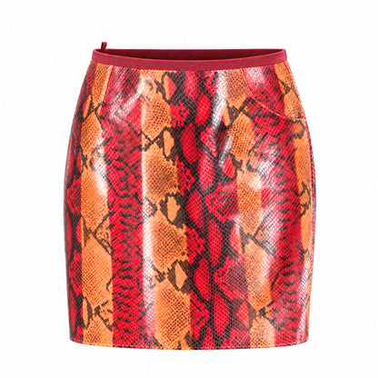 Laura Pellatti 2000s Fire Snake Leather Mini Skirt