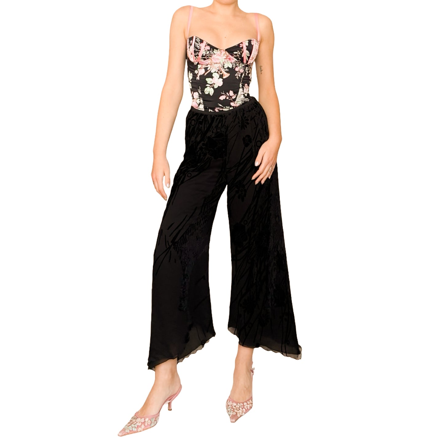 Emanuel Ungaro 1997 Silk Burned Velvet Pants