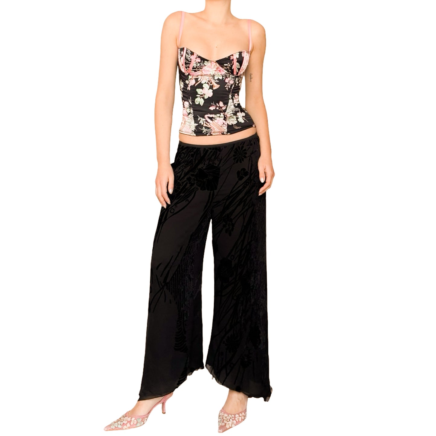 Emanuel Ungaro 1997 Silk Burned Velvet Pants