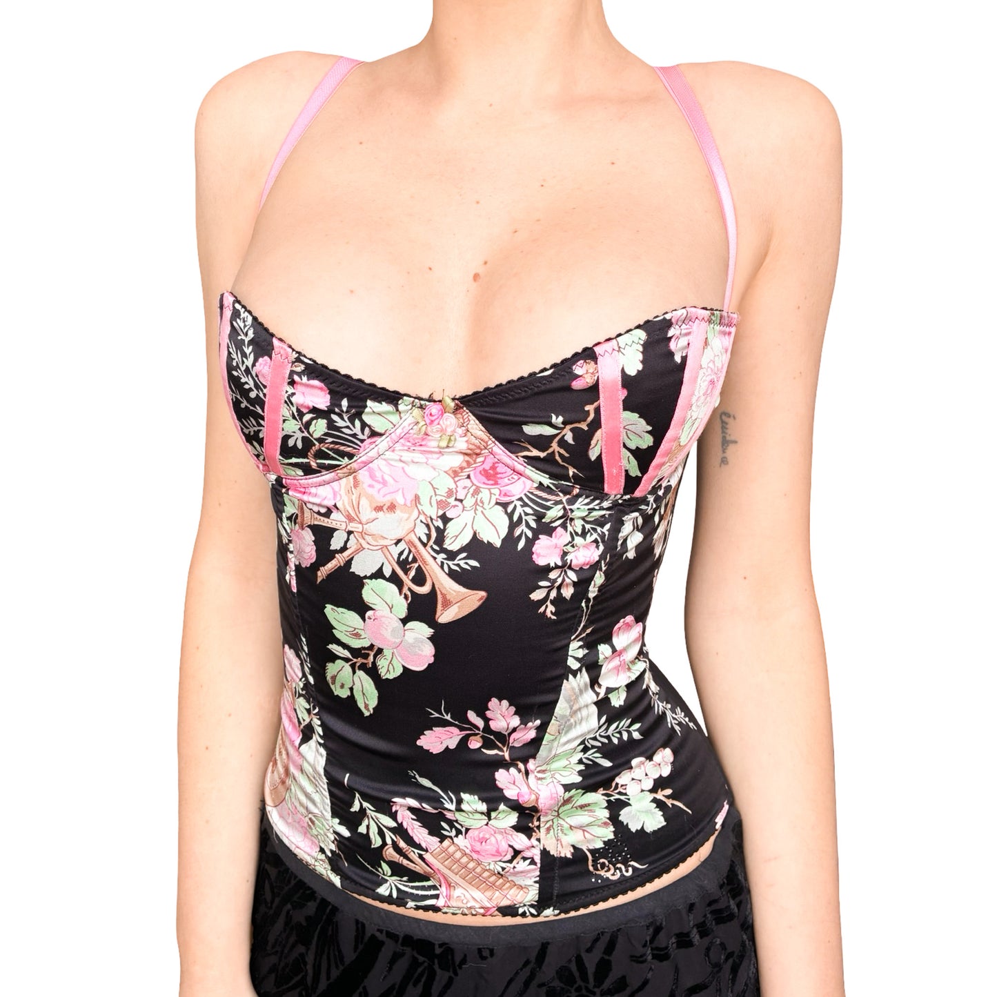 Blumarine 2000's floral silk corset