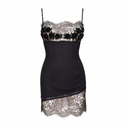 Blumarine 1998 Velvet Rose Lace Slip Dress