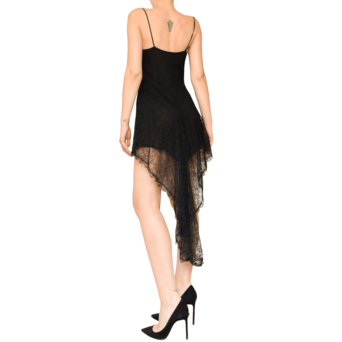 Blumarine 1998 Italian Sequins & Lace Train Dress