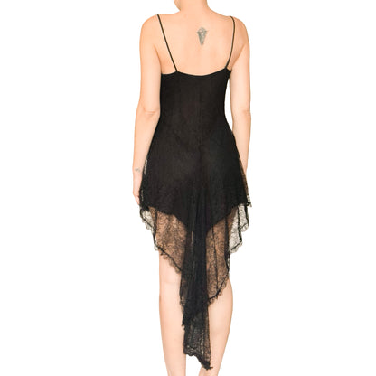 Blumarine 1998 Italian Sequins & Lace Train Dress