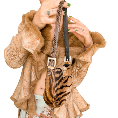 1990s Tiger Pony Hair Python Bag