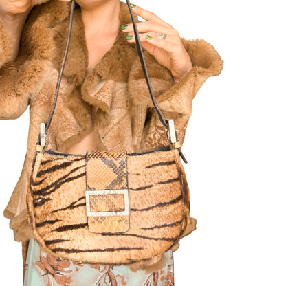 1990s Tiger Pony Hair Python Bag