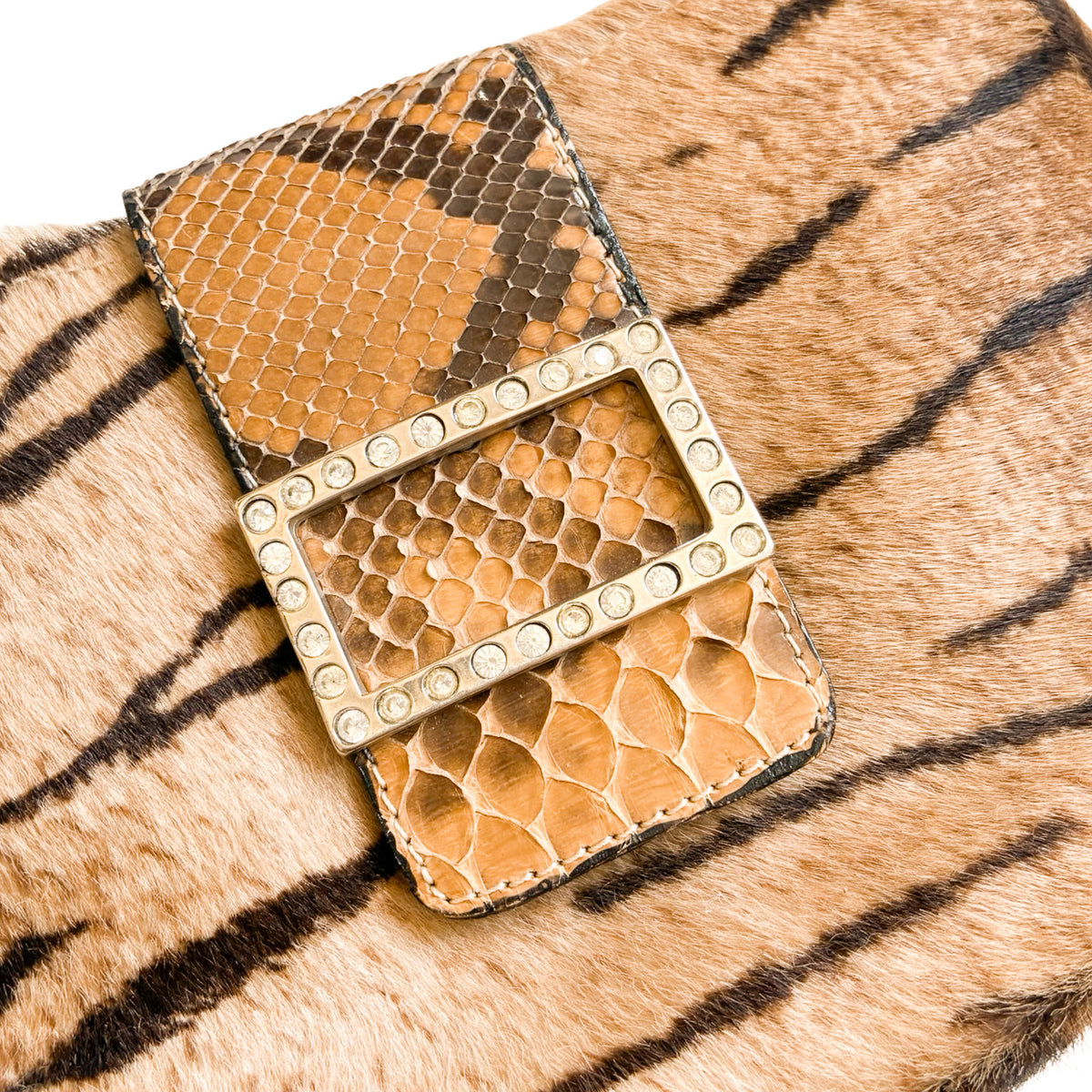 1990s Tiger Pony Hair Python Bag
