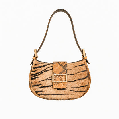1990s Tiger Pony Hair Python Bag