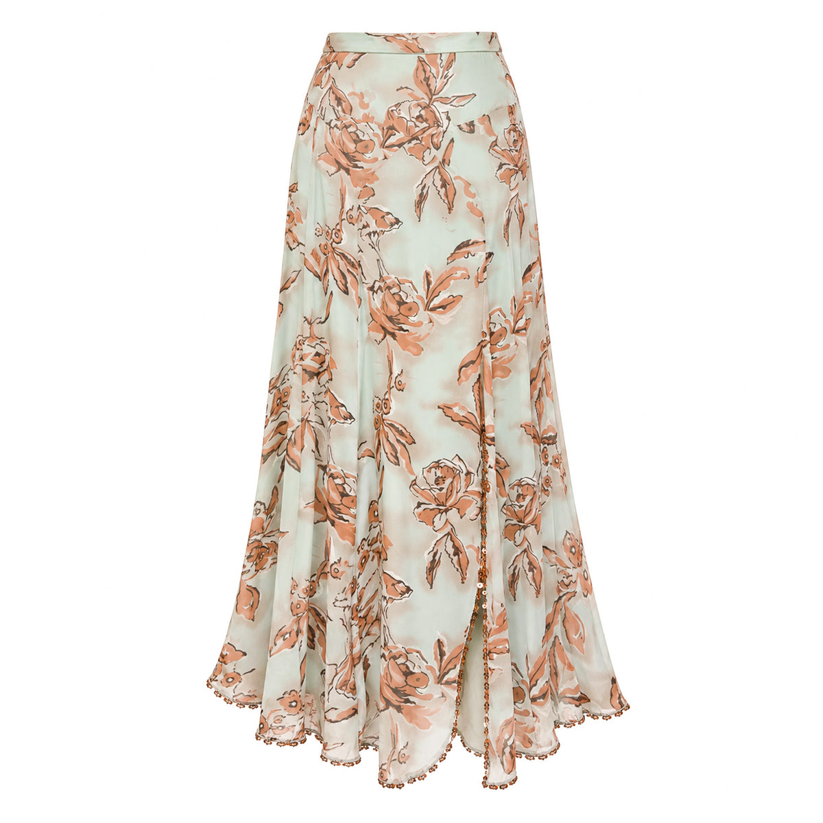 Blumarine 2000s Floral Silk Embellished Mermaid Skirt