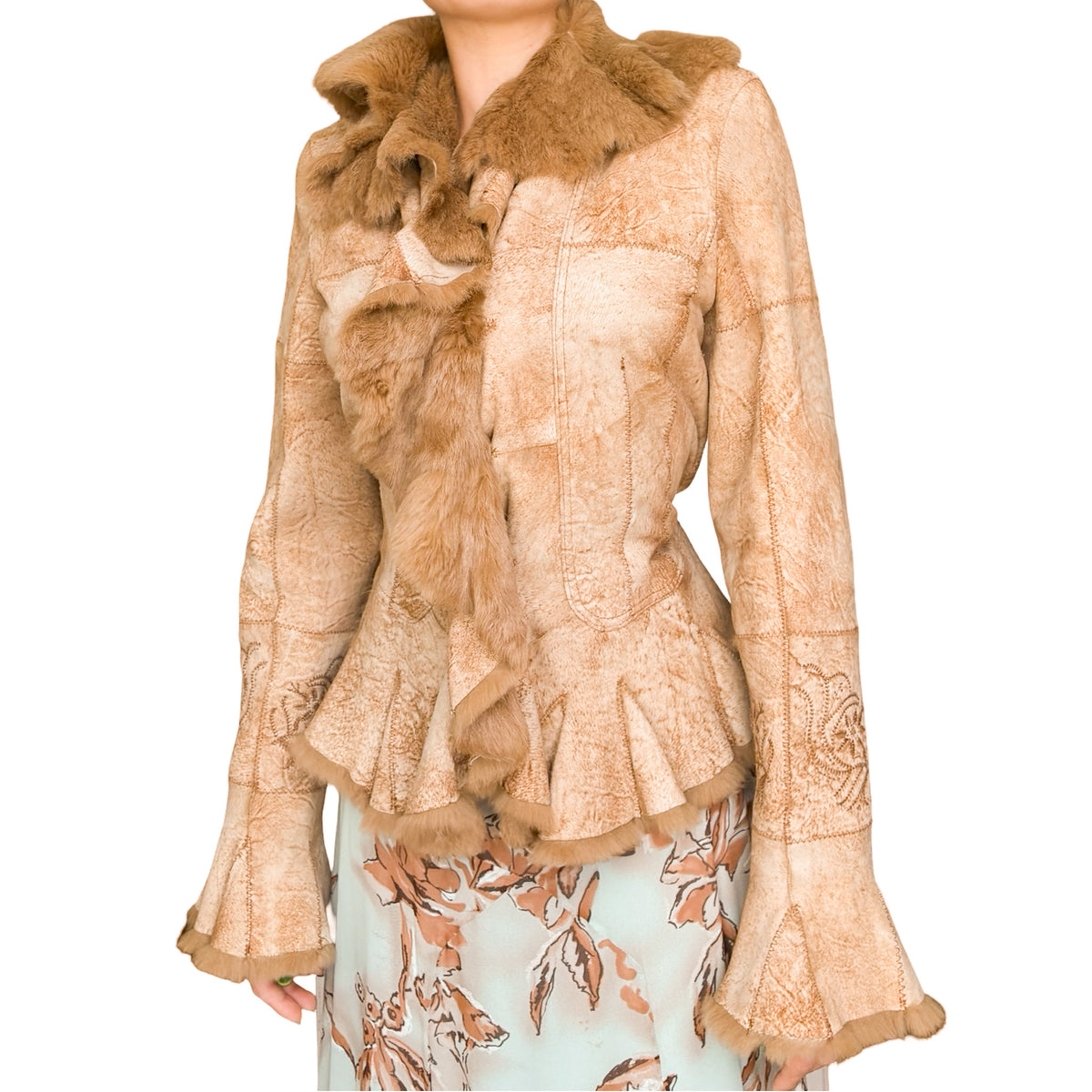 Malboro Classics VTG Boho rabbit fur coat