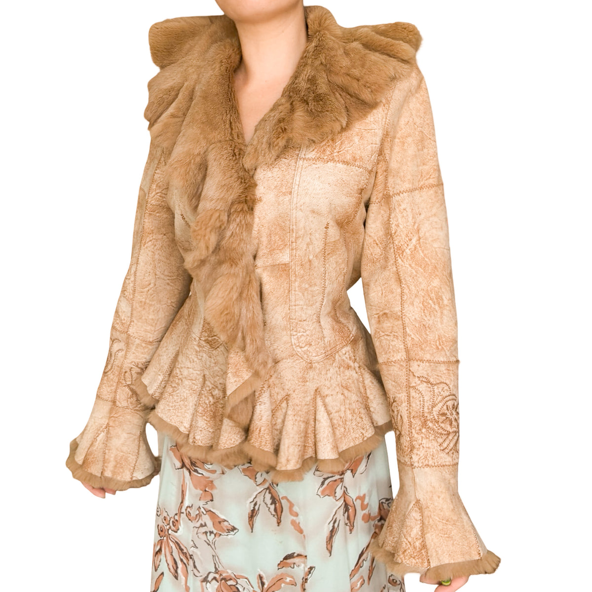 Malboro Classics VTG Boho rabbit fur coat