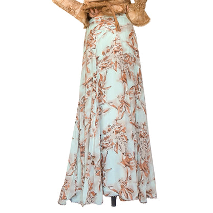 Blumarine 2000s Floral Silk Embellished Mermaid Skirt