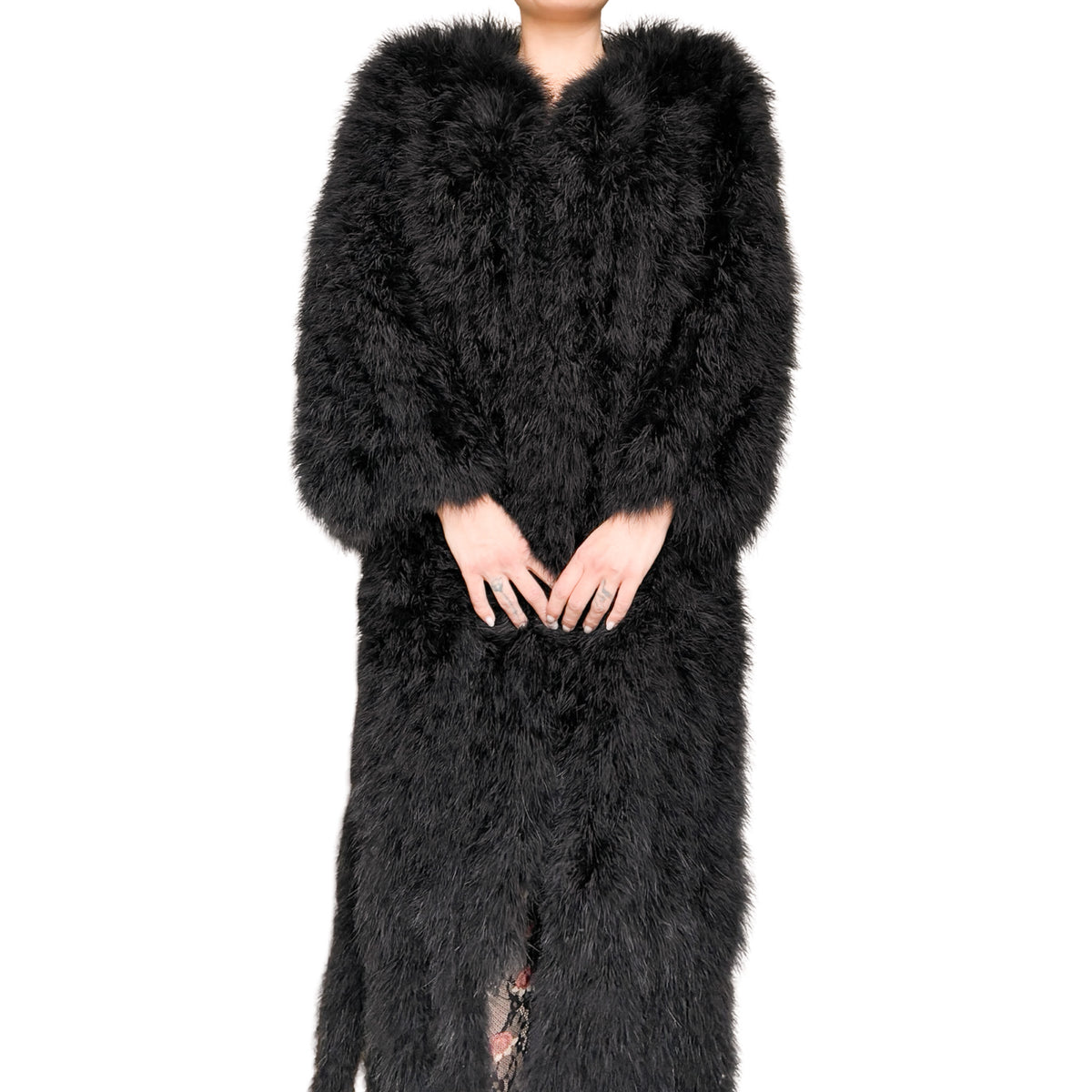 English 1990s Nightbird Marabou Feather Maxi Coat