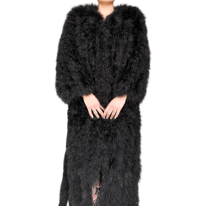 English 1990s Nightbird Marabou Feather Maxi Coat