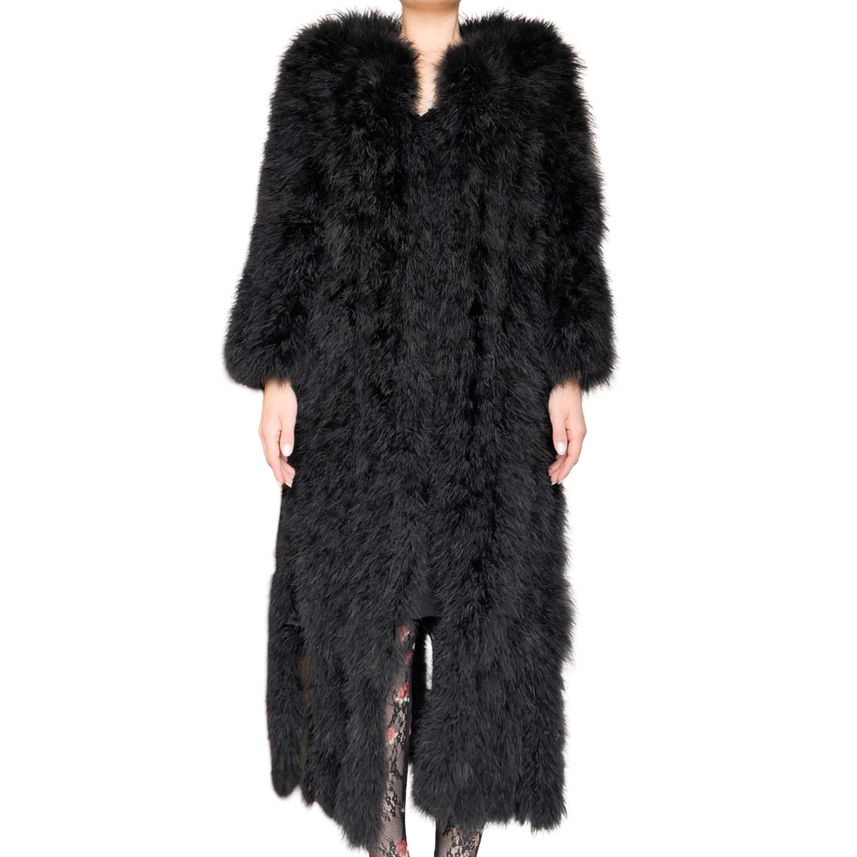 English 1990s Nightbird Marabou Feather Maxi Coat