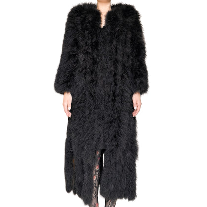 English 1990s Nightbird Marabou Feather Maxi Coat