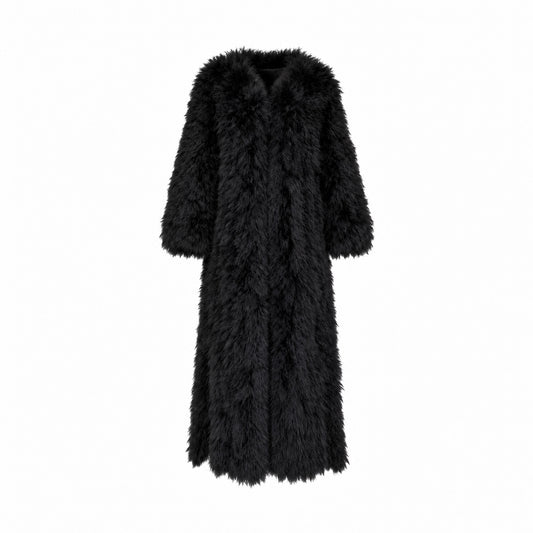 English 1990s Nightbird Marabou Feather Maxi Coat